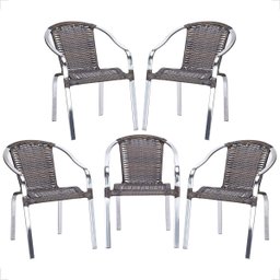 5 Cadeira Maresia Aluminio Polido Fibra Sintetica Tr. Simples - Pedra Ferro - 1