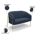Ver imagem 3 de Sofá 2 Lugares Namoradeira Stella Base Industrial Alta Dourada Suede Azul Marinho D03 - D’Rossi