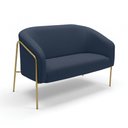 Ver imagem 2 de Sofá 2 Lugares Namoradeira Stella Base Industrial Alta Dourada Suede Azul Marinho D03 - D’Rossi