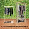 Kit Arara De Roupa Para Area De Seviço Com Cabideiro E Prateleira Nico Decore Arara Cabideiro + Arar - 2