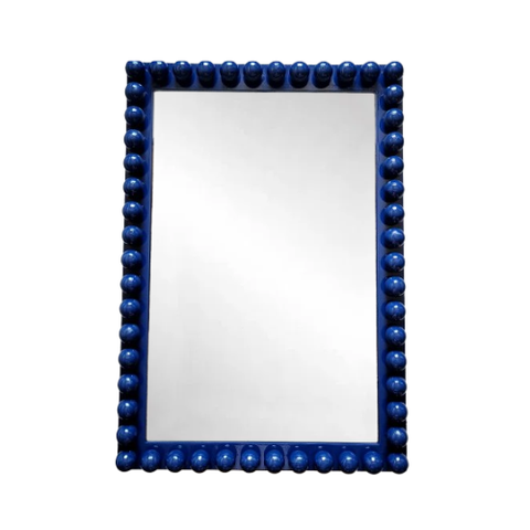 Espelho Retangular Moldura com Bolinha Azul