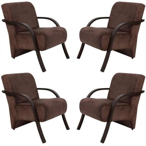 Kit 4 Poltronas Vênus 1 Lugar Suede Marrom