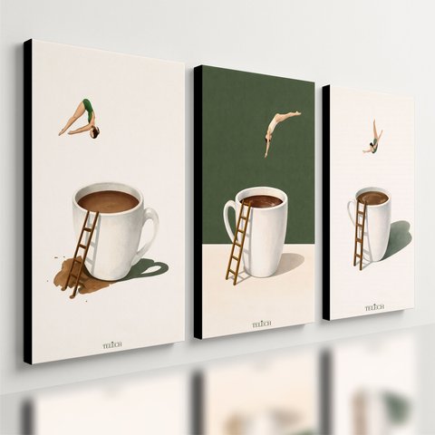 Kit 3 Quadro Decorativo Cantinho do Café Cozinha Minimalista 40x28cm