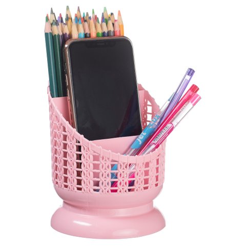 Porta Objetos Organizador de Mesa P/ Escritório Celular 073 Pgb Multifuncional Rosa