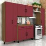 Armário De Cozinha Completa Jade 5 Peças Bor/vinho - Móveis Arapongas Boreal/vinho - 1