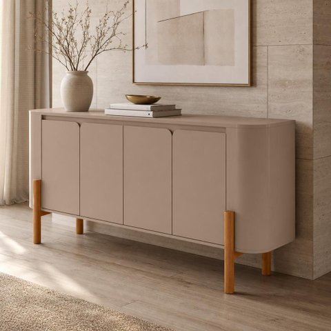 Aparador Buffet para Sala de Jantar Orgânico 4 Portas 160cm Bahia B02 Fendi - Lyam Decor
