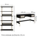 Ver imagem 3 de Escrivaninha e Estante 28974 Palhinha Pes Metal Nero Dourado Artesano