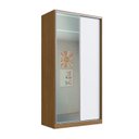 Ver imagem 1 de Guarda-Roupa Solteiro 2 Portas de Correr com Espelho 3 Gavetas MDF 235x120cm Domus Marrom Freijó Natura