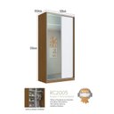 Ver imagem 2 de Guarda-Roupa Solteiro 2 Portas de Correr com Espelho 3 Gavetas MDF 235x120cm Domus Marrom Freijó Natura