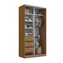 Ver imagem 6 de Guarda-Roupa Solteiro 2 Portas de Correr com Espelho 3 Gavetas MDF 235x120cm Domus Marrom Freijó Natura