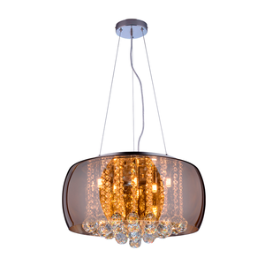 Lustre Pendente Plafon em Vidro e Cristal Attractive 50cm Moderno Quarto Sala Bivolt Âmbar