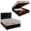 Ver imagem 3 de Cama Box Bau e Colchão Casal Molas Ensacadas Airflex + Cabeceira Preto