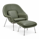 Ver imagem 2 de Poltrona Womb Chair com Puff em Couro Ecológico Verde Militar