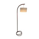 Ver imagem 1 de Luminária de Chão Floripa Abajur de Piso Moderno Metal Cúpula Cilíndrica Tecido Palha:cobre