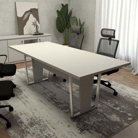 Mesa de Reunião Escritório Pés Metal 200cm F5 Office