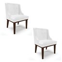 Ver imagem 1 de Kit 02 Cadeiras de Jantar Liz Corano Branco Base Fixa Madeira Tabaco - D'Rossi