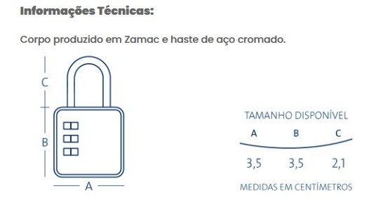 Cadeado Tsa Papaiz com Segredo de 35 Mm Nações - 3