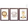 Kit 3 Quadros Decorativos - Safari Aquarela Baby Cor da Armação:branca - 3