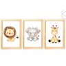 Kit 3 Quadros Decorativos - Safari Aquarela Baby Cor da Armação:branca - 2