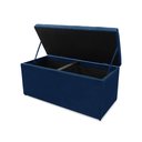 Ver imagem 4 de Kit Cabeceira e Calçadeira Baú Dubai Casal 140 Cm - Veludo Azul