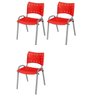 Cadeira Iso Base Cinza Escola, Escritório - Vermelho Kit 3 Un - 2