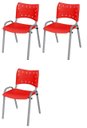 Ver imagem 2 de Cadeira Iso Base Cinza Escola, Escritório - Vermelho Kit 3 Un