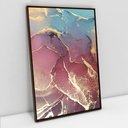 Ver imagem 1 de Quadro Decorativo em Canvas Abstrato Mármore Rosa e Azul Perolado TaColado Moldura Flutuante 4,5cm M