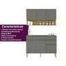 Kit Balcão de Pia com Tampo e Aereo 120 Cm 6 Portas 1 Gaveta Line - Gris/gris/cp-freijó - 6