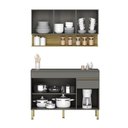 Ver imagem 4 de Kit Balcão de Pia com Tampo e Aereo 120 Cm 6 Portas 1 Gaveta Line - Gris/gris/cp-freijó