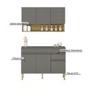 Ver imagem 5 de Kit Balcão de Pia com Tampo e Aereo 120 Cm 6 Portas 1 Gaveta Line - Gris/gris/cp-freijó