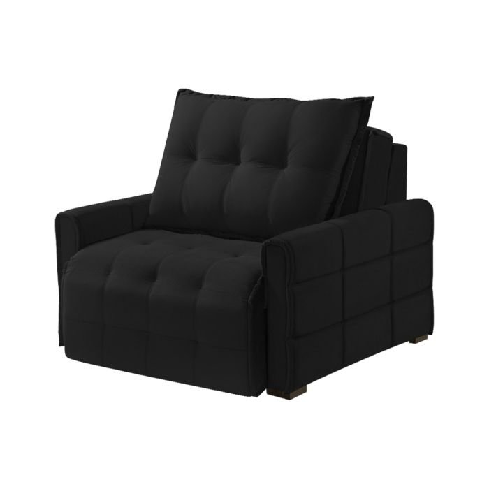 Poltrona do Papai Retratil e Reclinavel Dubai 85cm Veludo Preto - Fortbello Estofados - 2