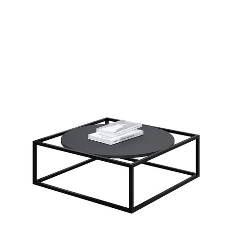 Mesa De Centro Sala 84x84x35cm Preto Industrial Moon Don Castro Decor