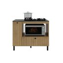 Ver imagem 4 de Balcão de Cozinha P/ Cooktop C/ Tampo Bl3316 C/ 2 Portas e 1 Nicho 100cm Amêndoa/marmore Lunar -