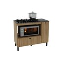 Ver imagem 1 de Balcão de Cozinha P/ Cooktop C/ Tampo Bl3316 C/ 2 Portas e 1 Nicho 100cm Amêndoa/marmore Lunar -