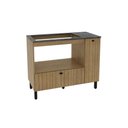 Ver imagem 3 de Balcão de Cozinha P/ Cooktop C/ Tampo Bl3316 C/ 2 Portas e 1 Nicho 100cm Amêndoa/marmore Lunar -