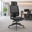 Ver imagem 1 de Cadeira de Escritório Ergonômica Presidente Active com Apoio de Cabeça Preto