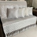 Ver imagem 1 de Kit Manta Geométrica e 4 Capas de Almofada Luxo ranco e Prata 45cmx45cm Sua Casa Decor Kit Manta Geo