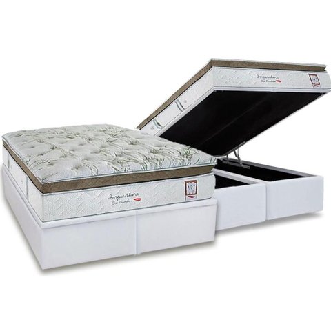 Cama Box Baú King: Colchão Molas Masterpocket Ensacadas Herval Imperatore Eco Bamboo + Base Crc