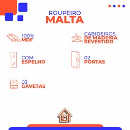 Guarda-roupas Malta 100% Mdf Tuboarte 2 Portas 3 Gavetas 1 Espelho Guarda Roupas Freijó Off White - 8