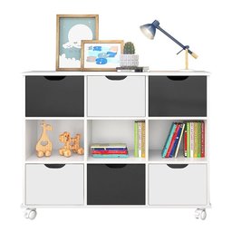 Nicho Organizador 1478 com 6 Gavetas Branco/Preto - Qmovi - 1