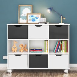 Nicho Organizador 1478 com 6 Gavetas Branco/Preto - Qmovi - 2