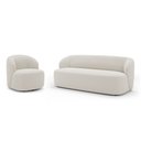 Ver imagem 1 de Poltrona Giratória e Sofá Orgânico Living Leez 205cm 03 Lugares Bouclê Off White - Abmaza