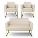 Ver imagem 1 de Namoradeira e 2 Poltronas Marisa Industrial Dourado Sintético D03 - D’Rossi