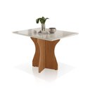 Ver imagem 2 de Mesa de Jantar 4 Lugares Retangular 120x80 Off White Tampo Vidro Base X em Mdf