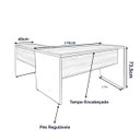 Ver imagem 2 de Mesa Escritório em L 1,70m + Mesa Auxiliar S/ Gavetas WORDSTAR Nogal Málaga/Preto