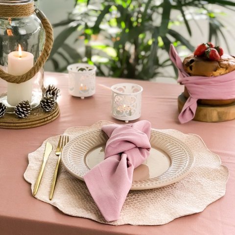 KIT JOGO AMERICANO REDONDO DUPLA FACE - ROSÊ Almofadas Estilo