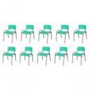 Ver imagem 1 de Kit 10 Cadeira Iso Infantil Creche, Base Cinza Verde Água