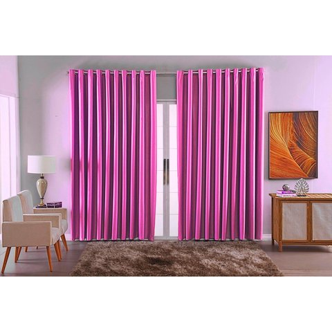 Cortina para Sala Quarto Blackout Tecido 2,70x1,80 Ellegance:rosa