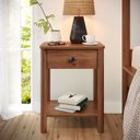 Ver imagem 1 de Mesa de Cabeceira Quarto Madeira 1 Gaveta Moderna Apoana Castanho