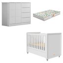 Ver imagem 1 de Berço Americano Tutto New e Cômoda Infantil Eloá Branco Acetinado com Colchão Gazin - Phoenix